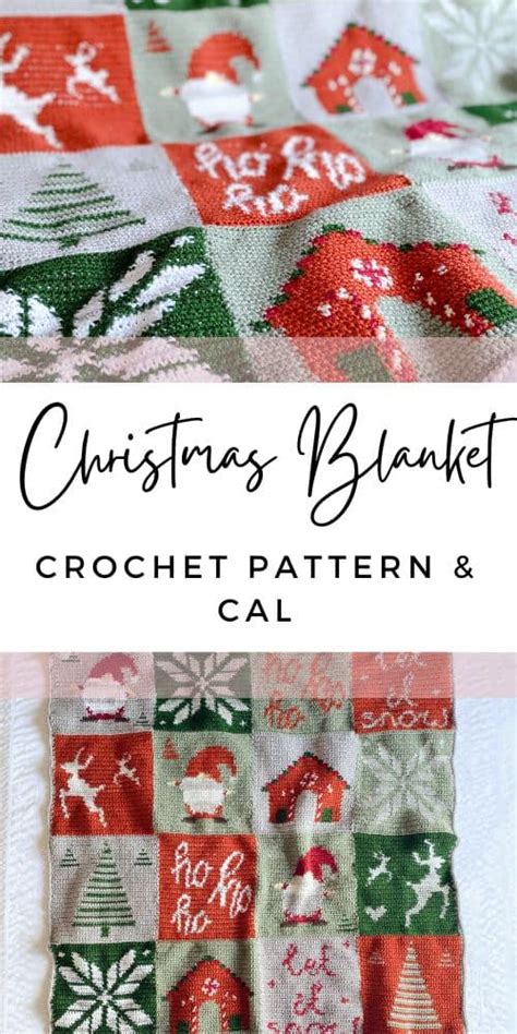 Tapestry Crochet Christmas Blanket Burgundy And Blush