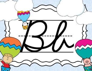 Cursive Letter Posters Hot Air Balloon Theme By Teaching Success