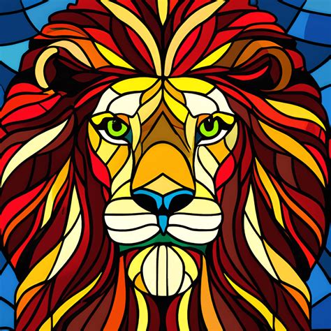 Lion Head Stained Glass Graphic Creative Fabrica