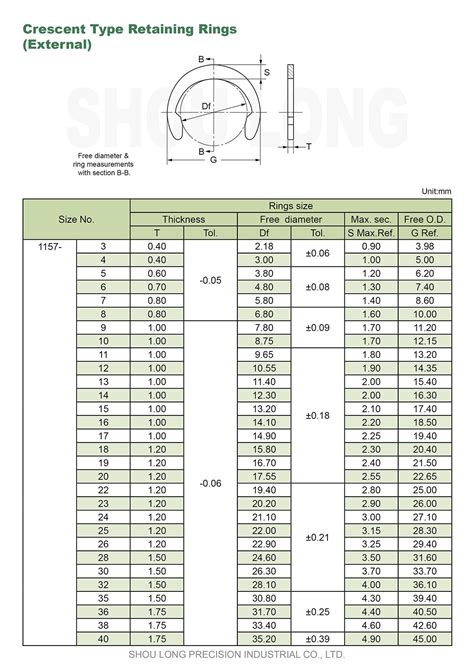 Metric Crescent Type Retaining Rings For Shaft CT Type Snap Ring For