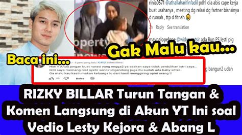 Rame Rizky Billar Turun Tangan Komen Langsung Di Akun Yt Ini Soal