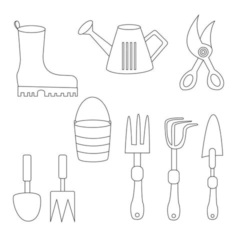 premium vector outline farming clipart farming tools clipart