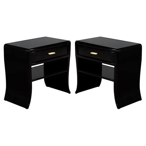 Pair Of Square Tessellated Stone Veneer Brass Inlay End Tables Stands For Sale At 1stdibs