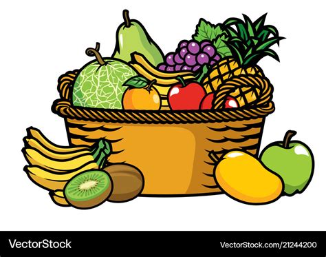 Basket Full Of Fruits Royalty Free Vector Image