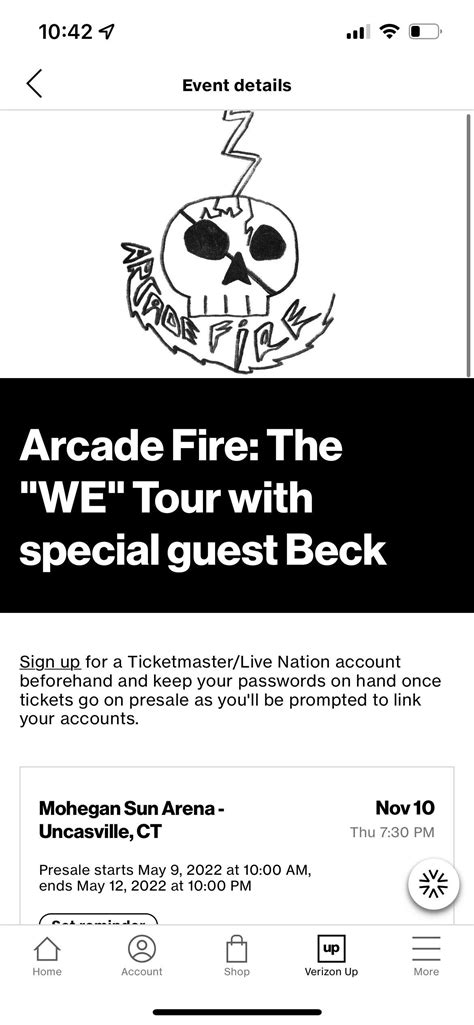 Verizon Up presale instructions : r/arcadefire