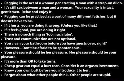Pegging Is The Act Of A Woman Penetrating A Man With A Strap On Dildo Its Still Sex Between