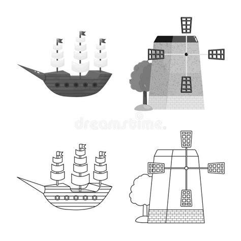 Vector Illustration Of And Historic Symbol Set Of And Country Vector