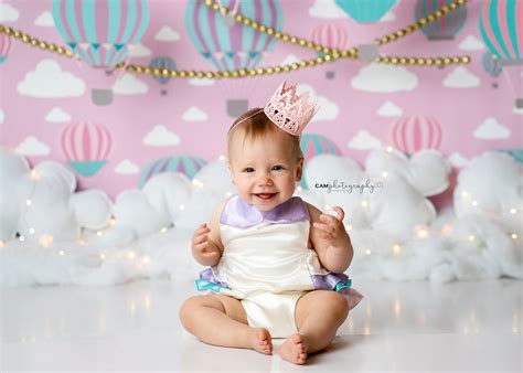 Hot Air Balloon First Birthday Cake Smash Photoshoot
