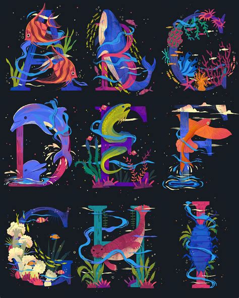 36 Days of Type-2023- Sea Creatures on Behance