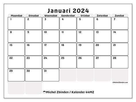 Kalender Januari 2024 Desain Kalender Januari Vektor