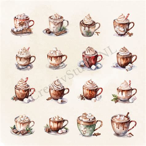 Christmas Clipart Hot Chocolate PNG Watercolor Hot Chocolate Clipart Hot Cocoa PNG Christmas