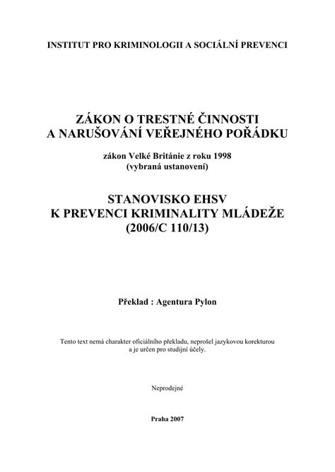 Zákon O Trestné činnosti A Narušování Veřejného Pořádku Zákon Velké