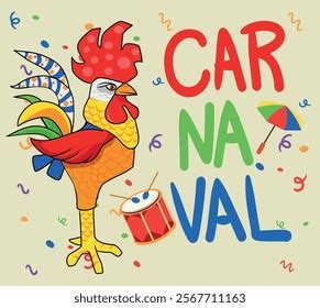 Galo Da Madrugada Para Colorir - Colorful Illustration Iconic Galo Da Madrugada: vetor stock (livre de ...