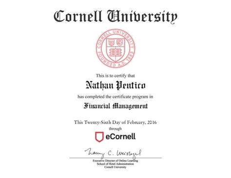 graduate certificate  financial management cornell