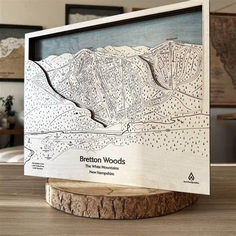 3D Bretton Woods NH Ski Trail Map Art Ski Slope Mountain Art Engraved