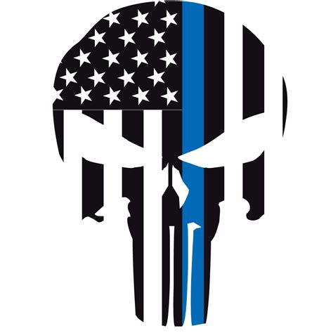 Thin Blue Line Punisher Skull Helmet Decal Police Fire EMS Viny ...