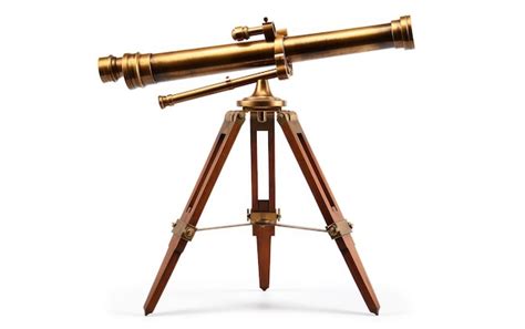 Premium Photo Vintage Brassvintage Brass Telescope Wooden Tripod On White Background