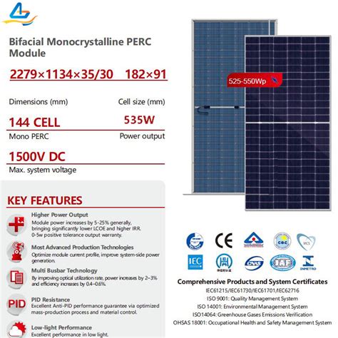 Perc Mono Wp Bifacial Perc Solar Panel Bifacial Glass Solar Module