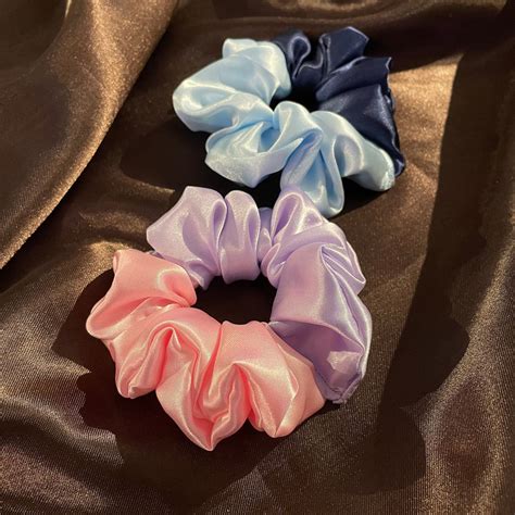 Two Tone Satin Silky Scrunchie Etsy