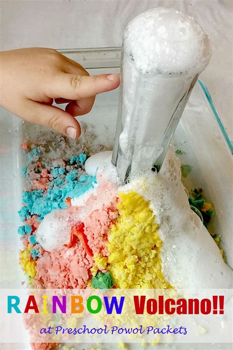 Preschool Science Experiment: Rainbow Volcano | Preschool Powol Packets