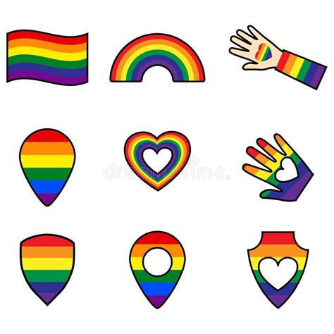 Iconos De Lgbt De Color Arcoiris Orgullo Gay Concepto Lgbt Mes De Orgullo Para Los