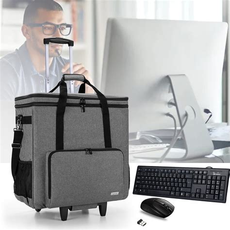 Buy Curmio Rolling Desktop Computer Carrying Case With Wheels Double