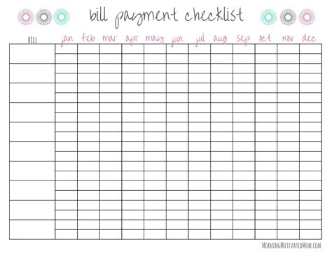 Free Printable Monthly Bill Chart Printable Templates