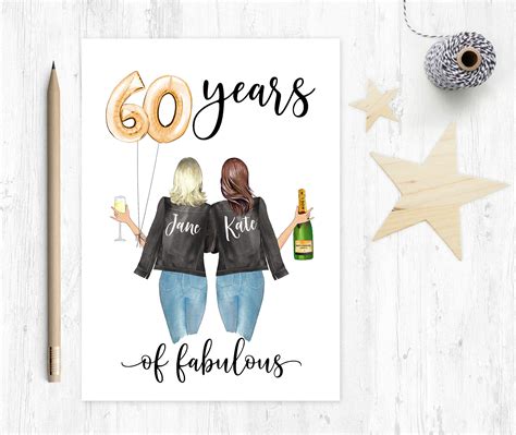 Best Friend 60th Birthday Card Sister 60th Birthday Card Etsy Uk