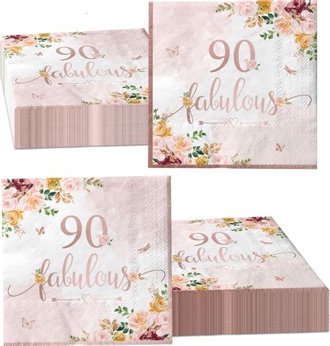 40pieces 90th Falulous Paper Napkin Rose Gold Party Supplies Rose