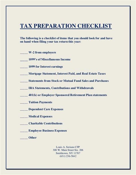 Tax preparation checklist