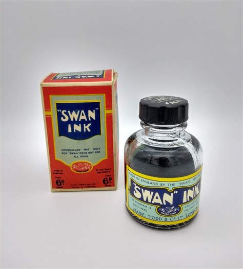 1930s Swan Ink Bottle Mabie Todd And Co Ltd Antique Ink Etsy Bottle Top
