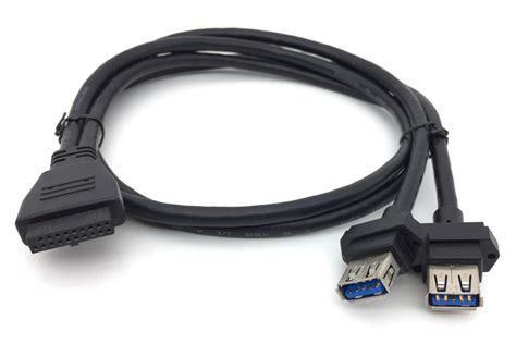 254mm Pitch Idc 20 Pin Female Connector To Dual Usb 30 Female Powered