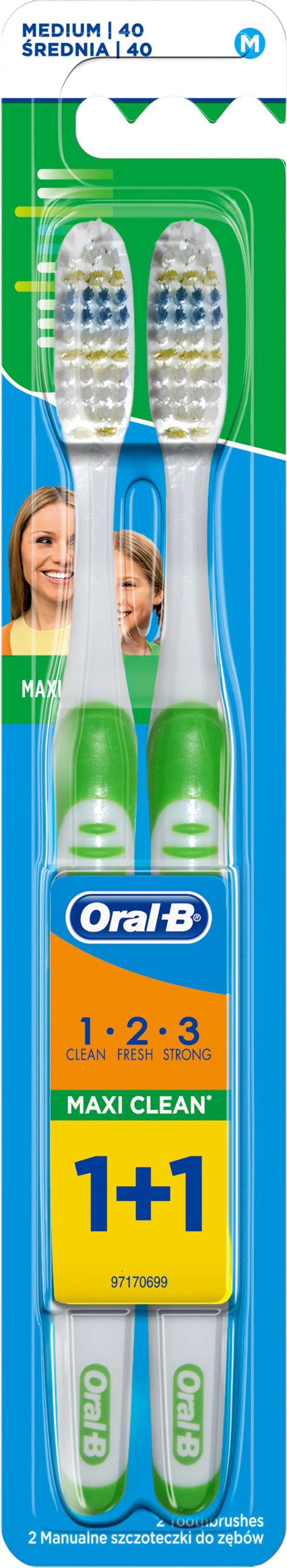 Набор зубных щеток Oral-B 1+1 Maxi Clean 1-2-3 3-Эффекта средней ...