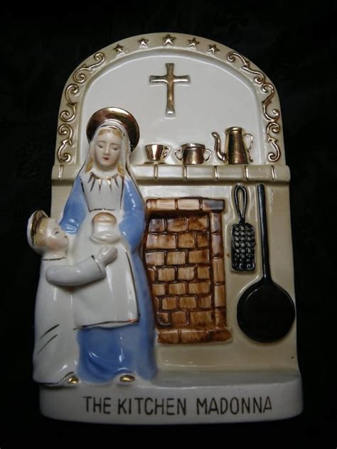 Vintage Kitchen Madonna Ceramic Wall Plaque Our Lady By Moxiekin
