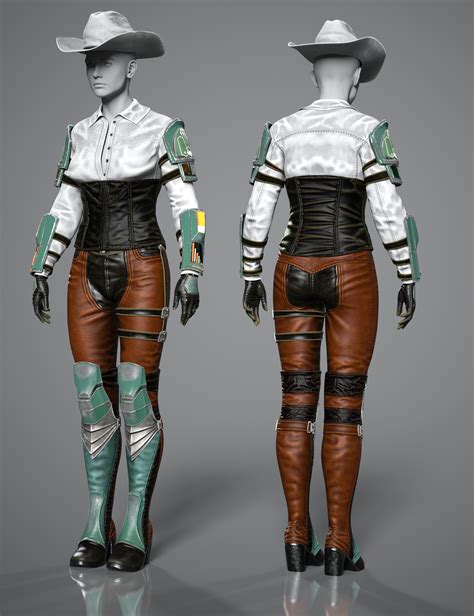 DForce Stellar Cowgirl Outfit For Genesis 9 Daz 3D