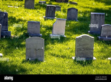 Group Of Old Headstones Of Graves On The Side Of A Hill Stock Photo Alamy