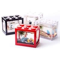 Jual Aquarium Mini Lego Block 4 Side Windows 12x8x10cm With LED