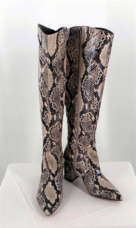 Womens Knee High Faux Snakeskin Boots By Marc Fisher Etsy