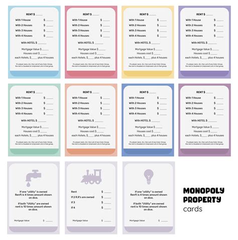 Monopoly Property Cards Printable Original Classic Monopoly Property ...