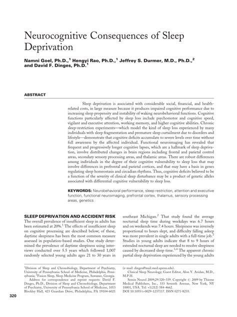 Pdf Neurocognitive Consequences Of Sleep Deprivation