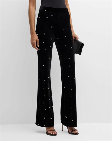 Le Superbe Bianca Embellished Velvet Flare Pants Shopstyle