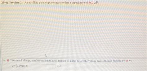 Solved Problem An Air Filled Parallel Plate Chegg