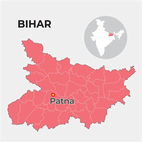 Bihar Locator Map Showing District And Its Capital 36124855 Vector Art
