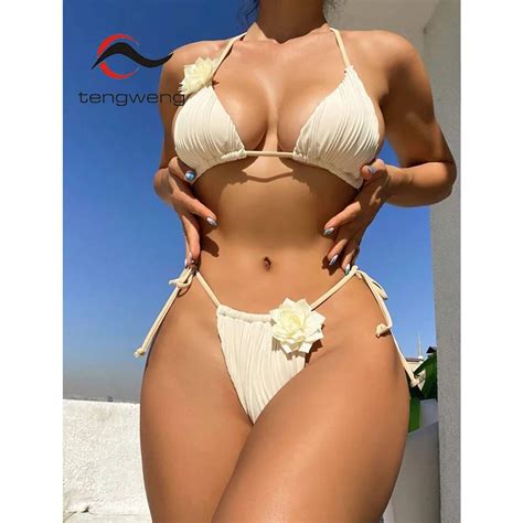 Tw Sexy Floral Micro Bikini Women Swimsuit Female Swimwear Thong Bikinis Set Brazilian