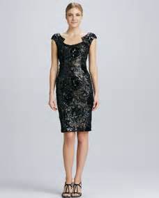 David Meister Beaded Sequined Cocktail Dress