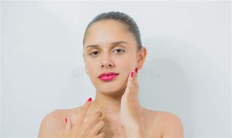 Portrait Of A White Colombian Naked Girl Posing Against A White Background Stock Photo Image