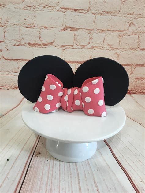 Edible Cake Topper Minnie Mouse Ears Bow Etsy