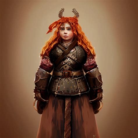 D D Style Dwarf Female Wearing Battle Armor Midjourney