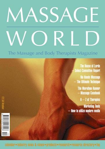 Massage World Magazine Massage World Oct 2001 Back Issue