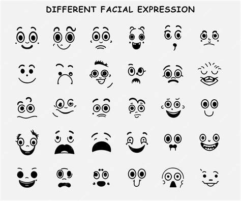 Premium Vector Cartoon Facial Expression Vectora Set Of Different Facial Expression Icons